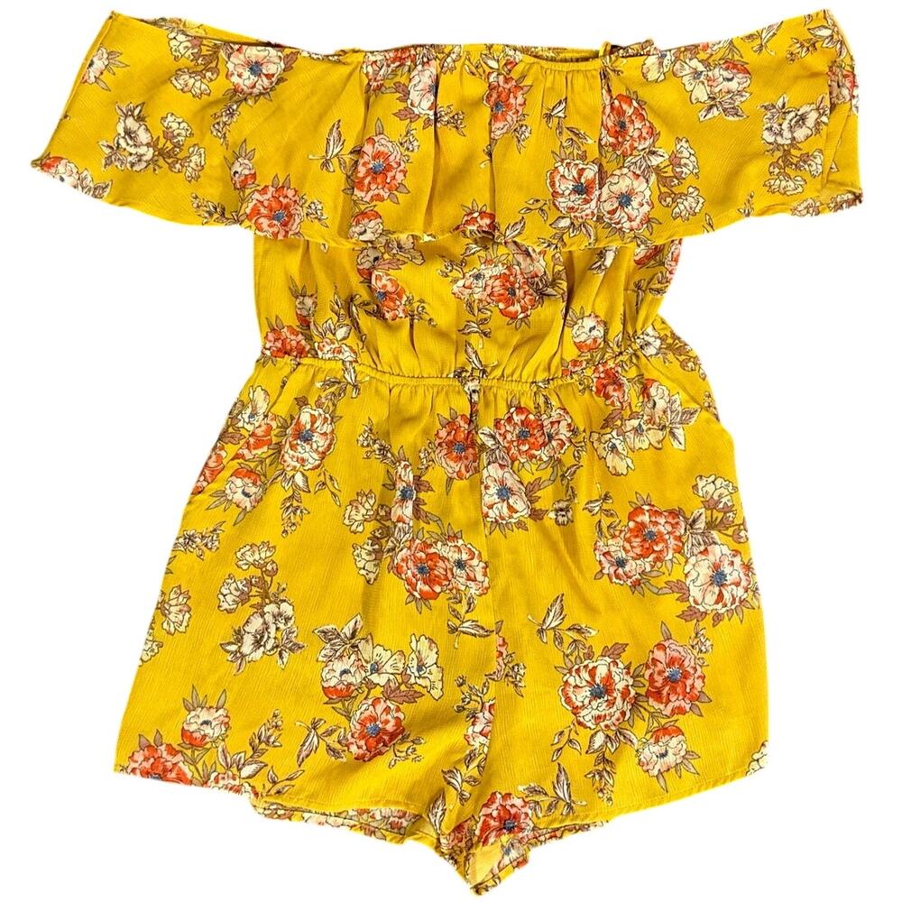C&V Chelsea & Violet - M Romper Floral Off  Shoulder Square Neck Pockets Women's